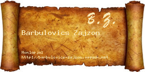 Barbulovics Zajzon névjegykártya